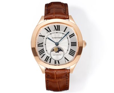 Drive De Cartier 40*41*12.5mm Cal.1904-PS MC Movement White Face RG Case Men Watch